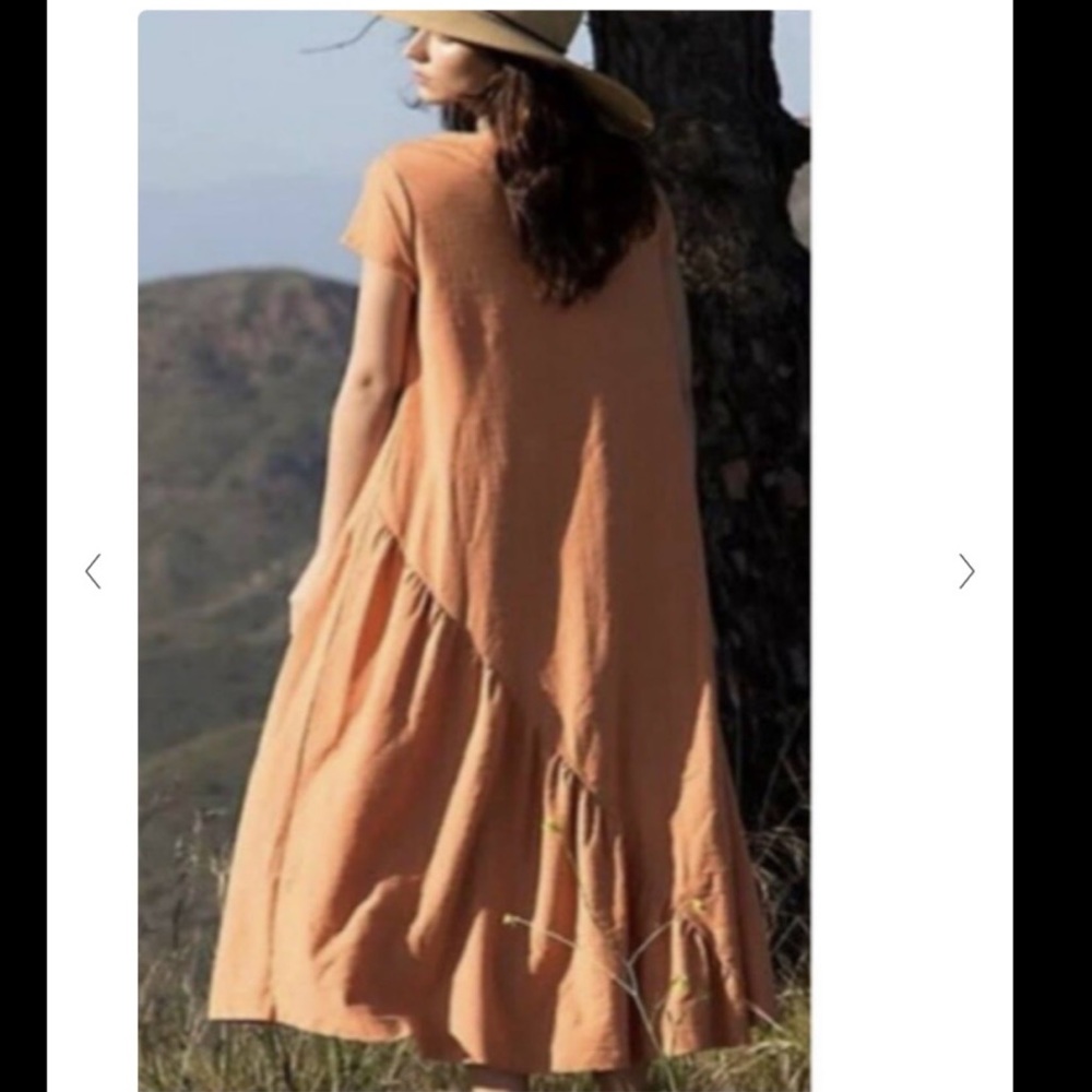 Free People Beach Lena Cap Sleeve Maxi Dress Orange Small